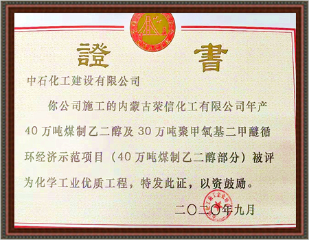 2020年化学工业优质工程
