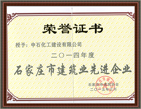 2015年石家庄市建筑业先进企业2015